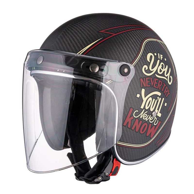 VCOROS Universal 3-Snap Flip Up Visor Shield Lens for Retro Open Face Motorcycle Helmet (Clear) - Image 4